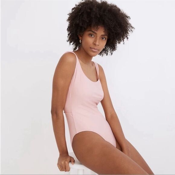 NWT Madewell Square Neck One Piece Pink Swimsuit - Picture 11 of 13